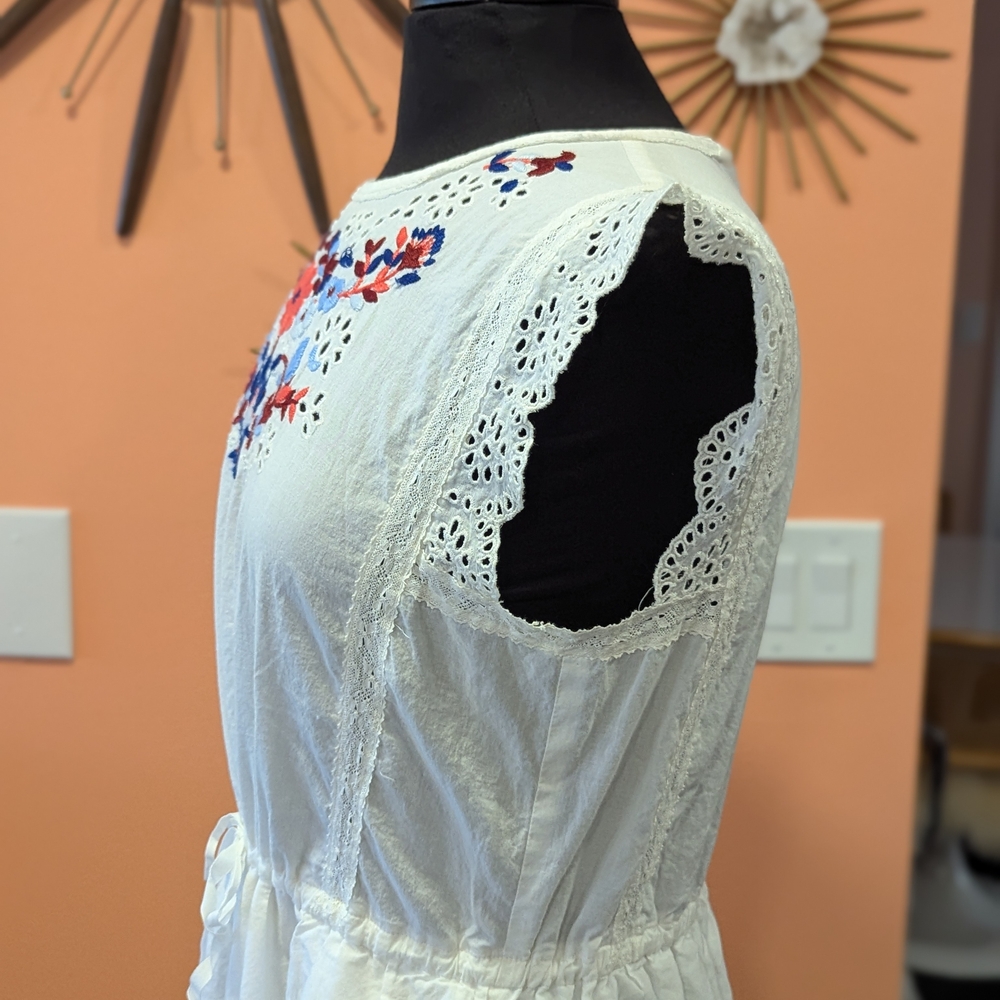 Rebecca Taylor 6 White Eyelet Flutter Sleeve Sundress Embroidered Midi Luxury - Picture 7 of 16